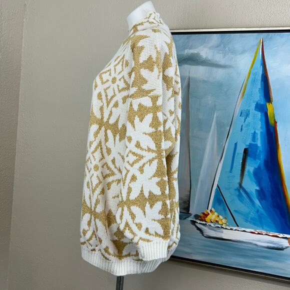 Vintage Rose Sweater white with gold snowflakes size 2XL - Picture 3 of 8